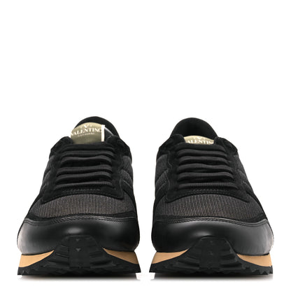 Valentino Garavani Mesh Fabric Suede Mens Rockrunner Sneakers 43.5 Black 3 of 11