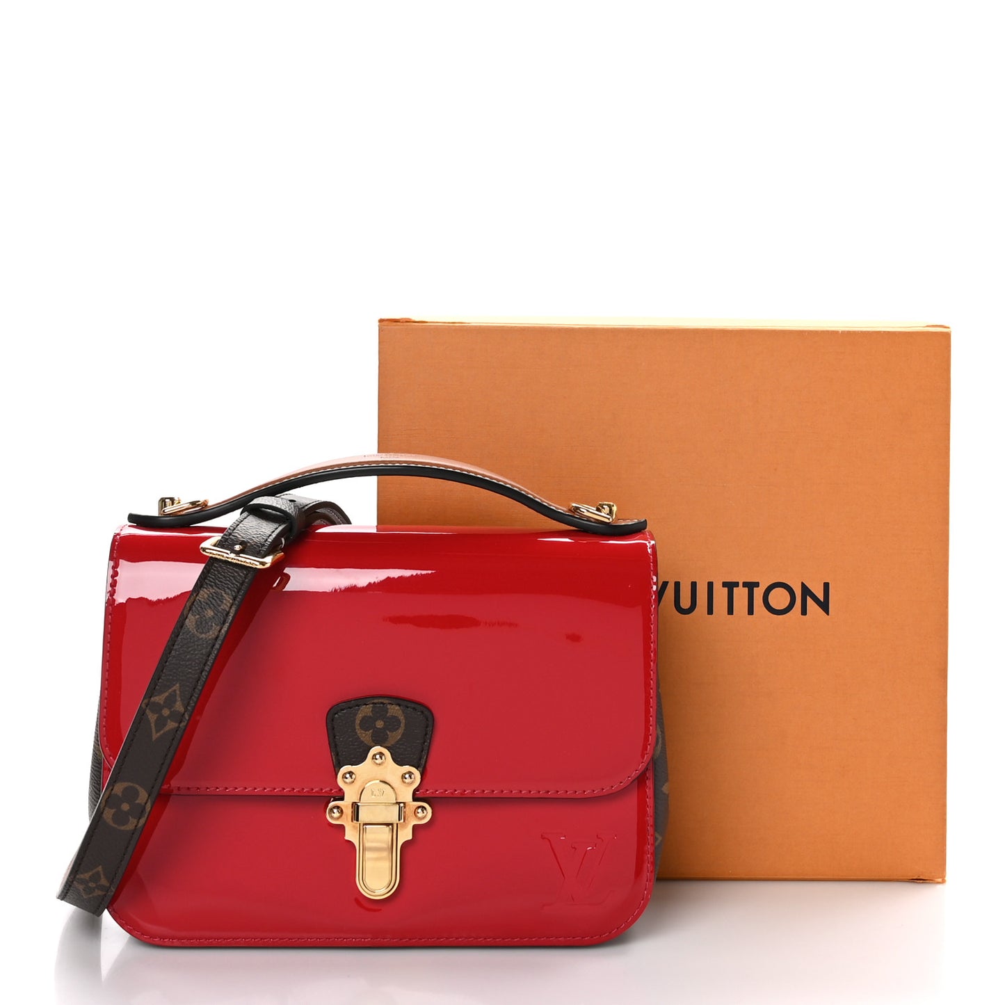 Patent Calfskin Monogram Cherrywood BB Scarlet