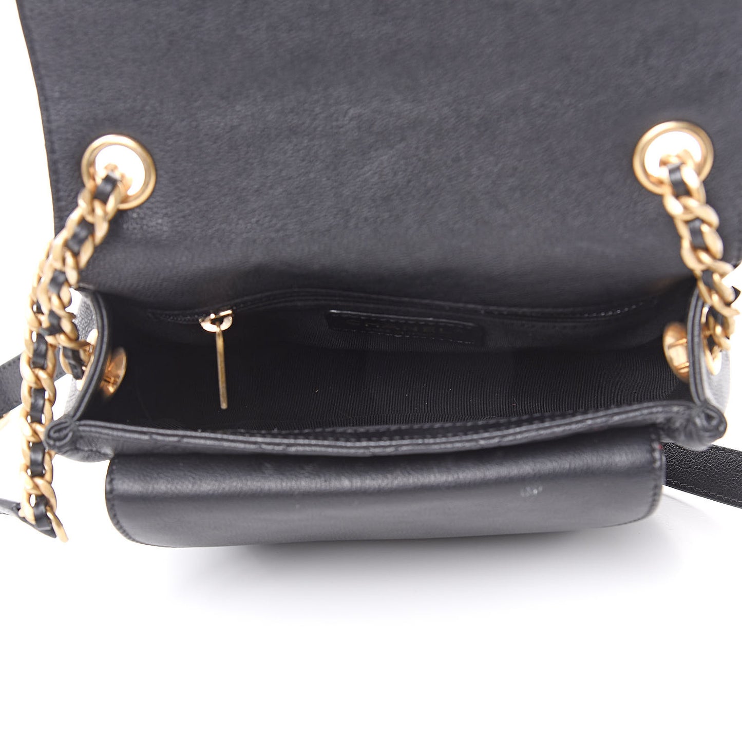 Grained Calfskin Quilted Messenger Flap Black