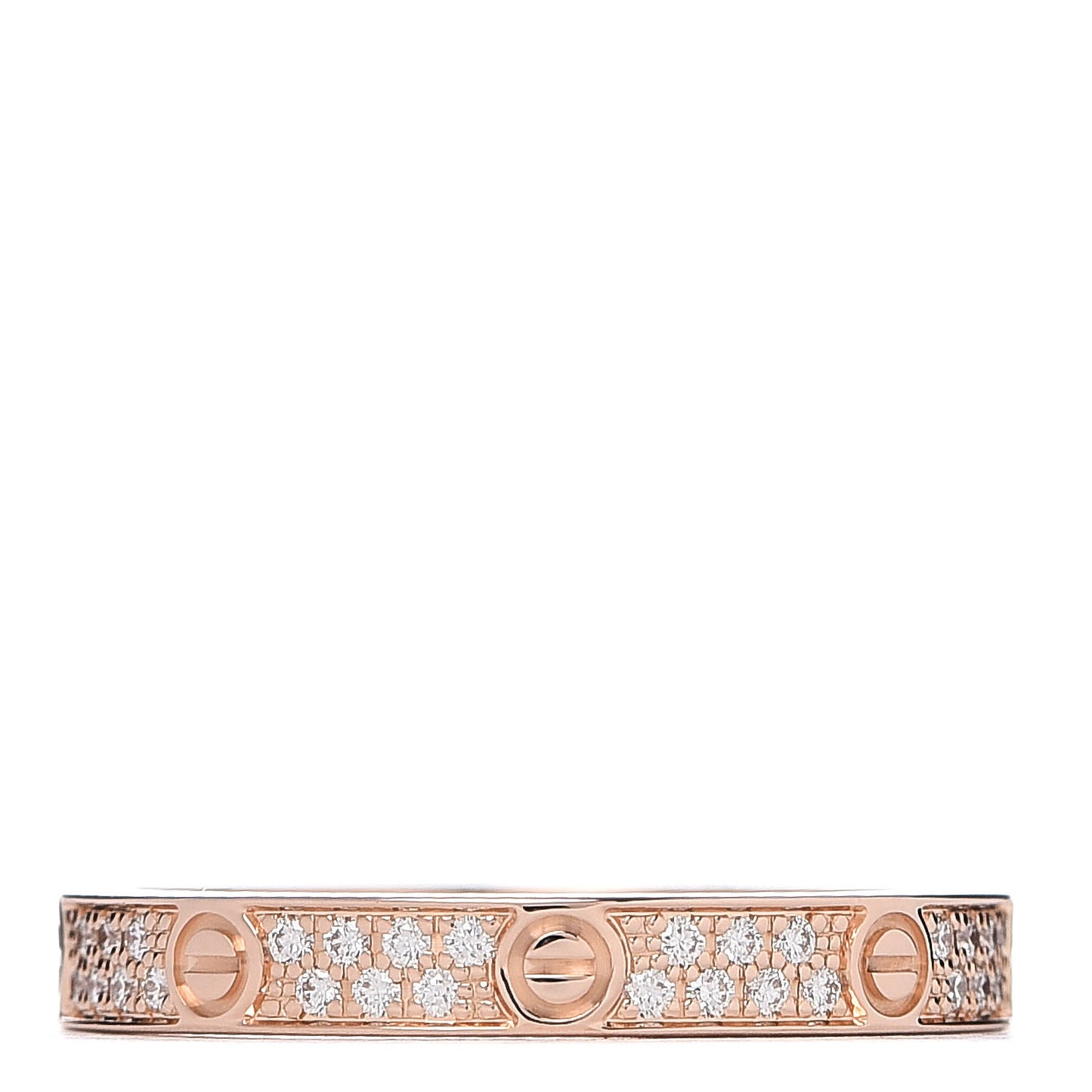 18K Pink Gold Diamond 2.6mm LOVE Paved Band Ring 48 4.5