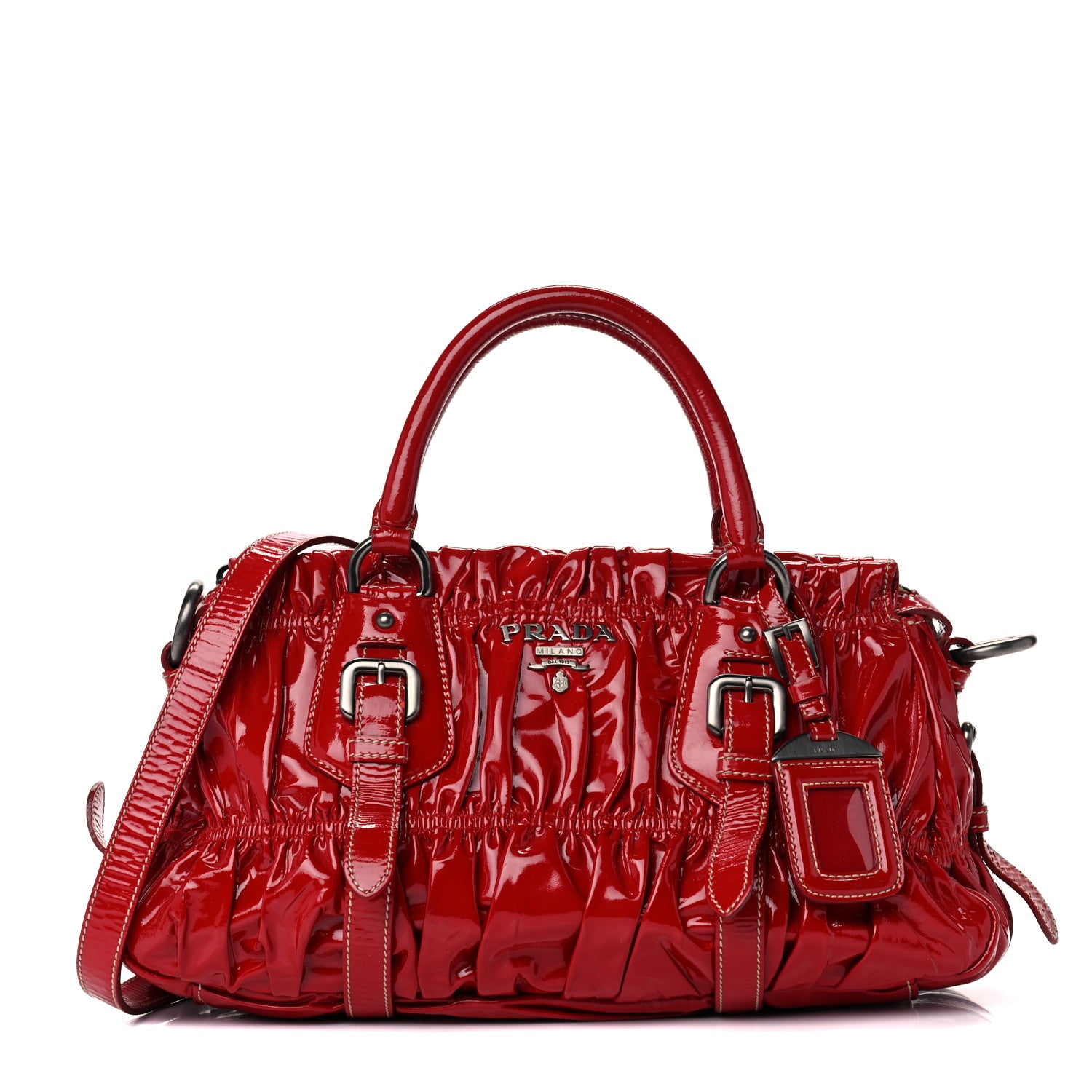 Prada Vernice Gaufre Shopping Satchel Rosso 1 of 13
