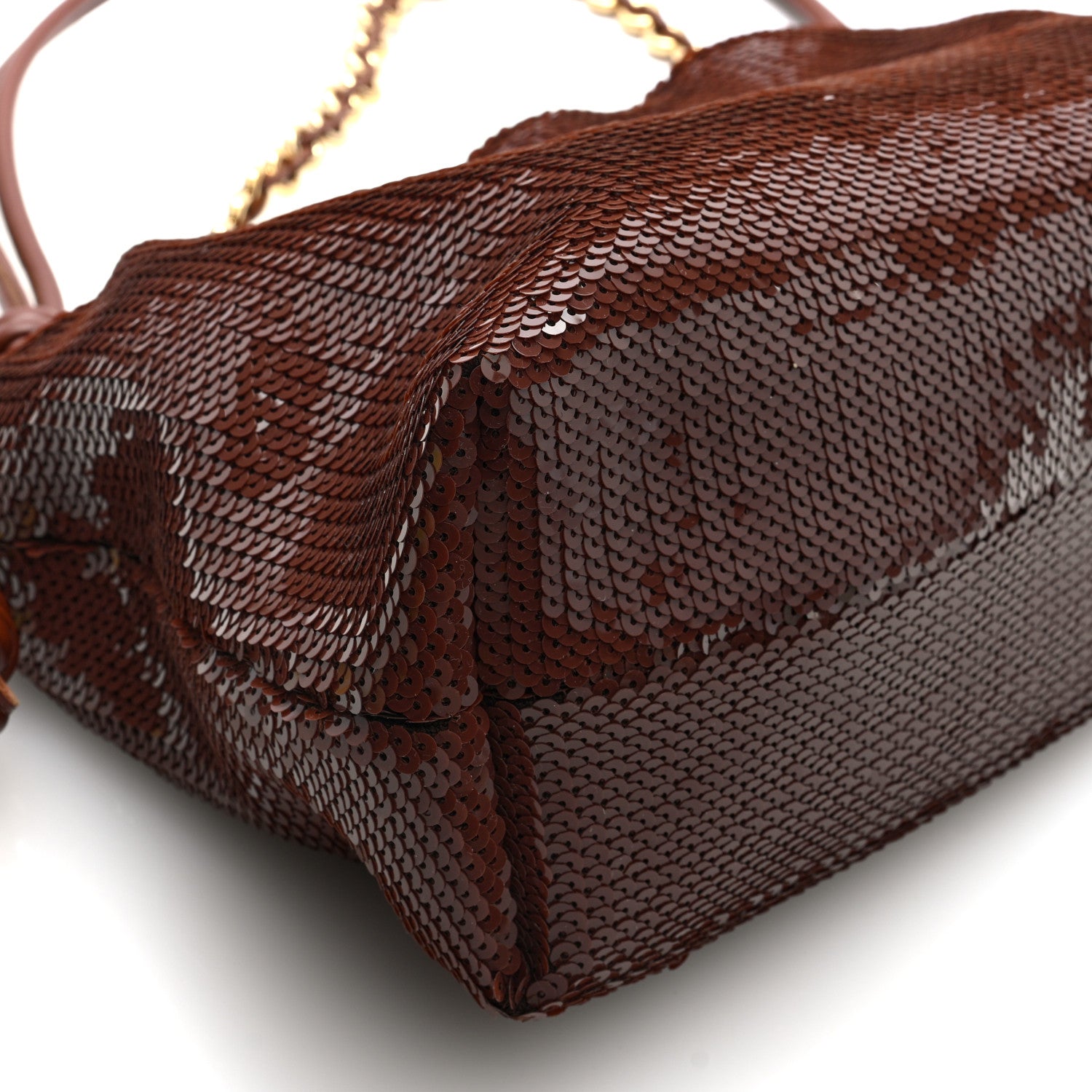 Loewe Sequin Medium Donut Chain Flamenco Knot Clutch Chocolate 9 of 10