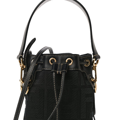 Fendi Canvas Vitello King F is Fendi FF Embroidered Mini Mon Tresor Bucket Bag Black 7 of 9