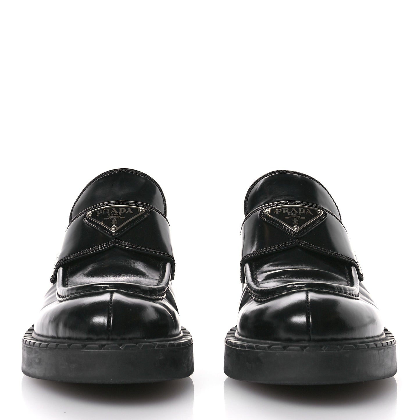 Spazzolato Metal Triangle Logo 50mm Loafers 38 Black