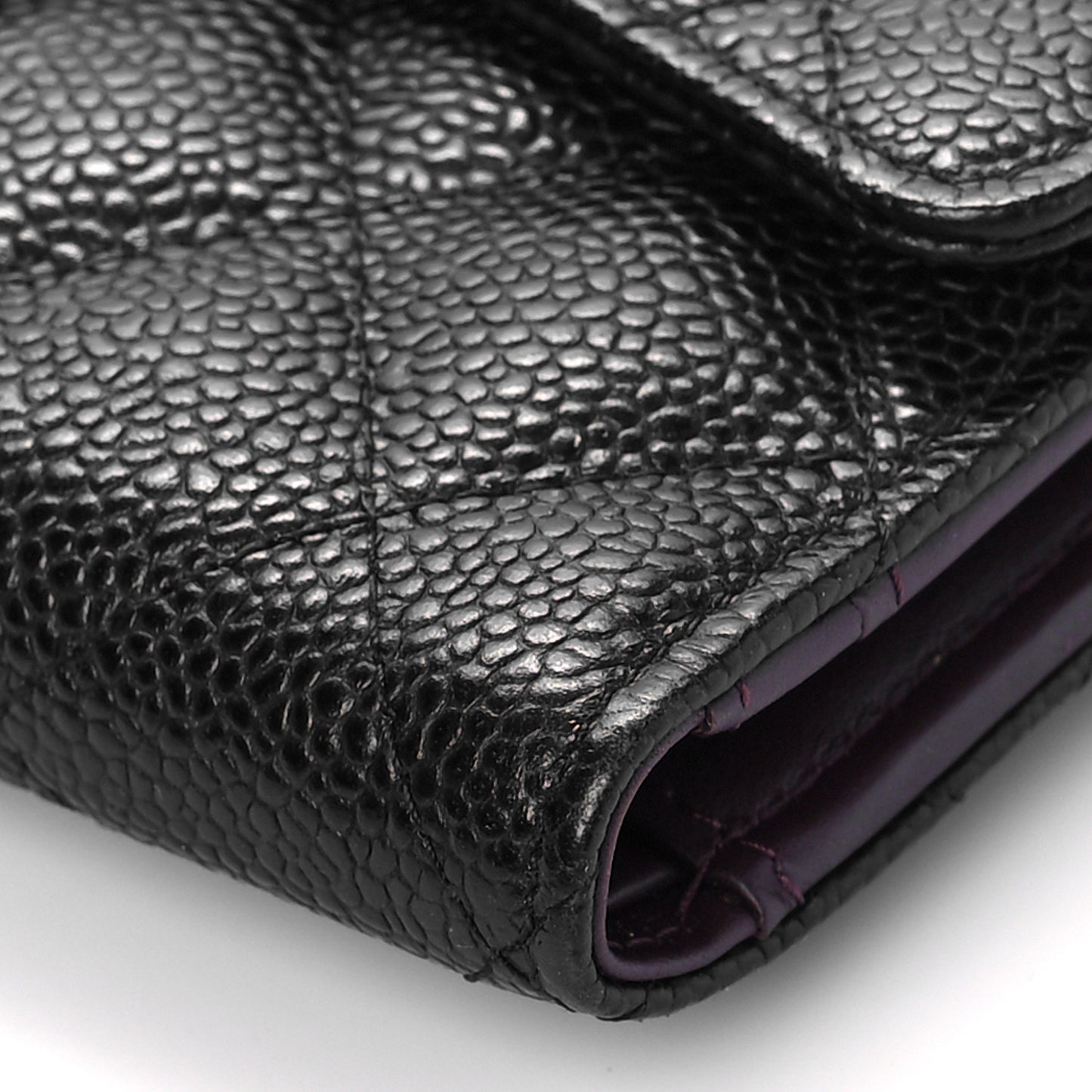 Caviar Quilted Large Flap Wallet Black