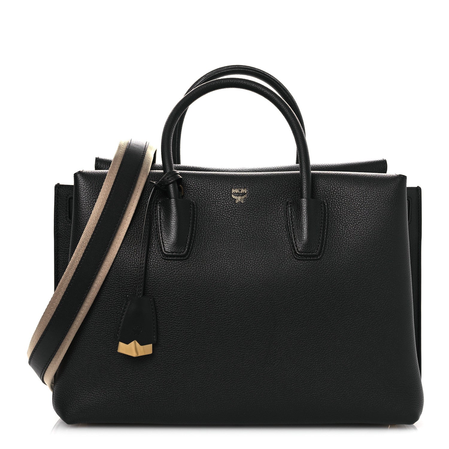 MCM Grained Calfskin Large Milla Tote Black 1 of 9