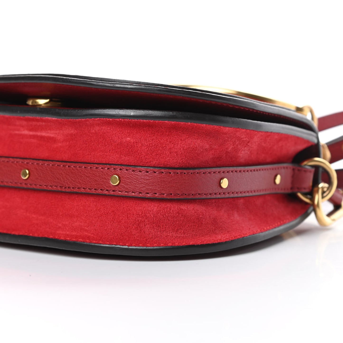 Calfskin Suede Small Nile Bracelet Bag Intense Red