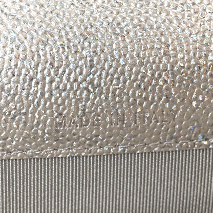 Chanel Glittered Metallic Caviar Quilted Flap Card Holder Wallet Silver 6 of 9