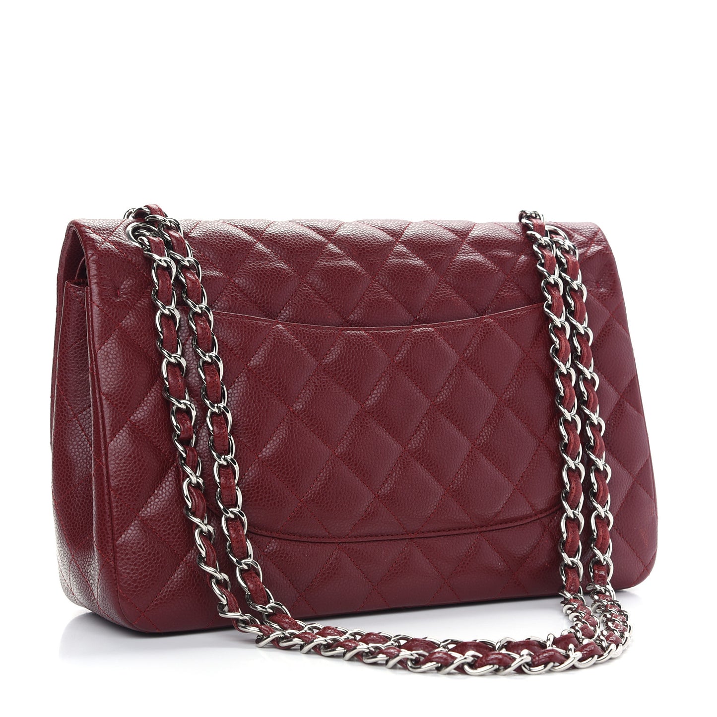 Caviar Quilted Jumbo Double Flap Dark Red