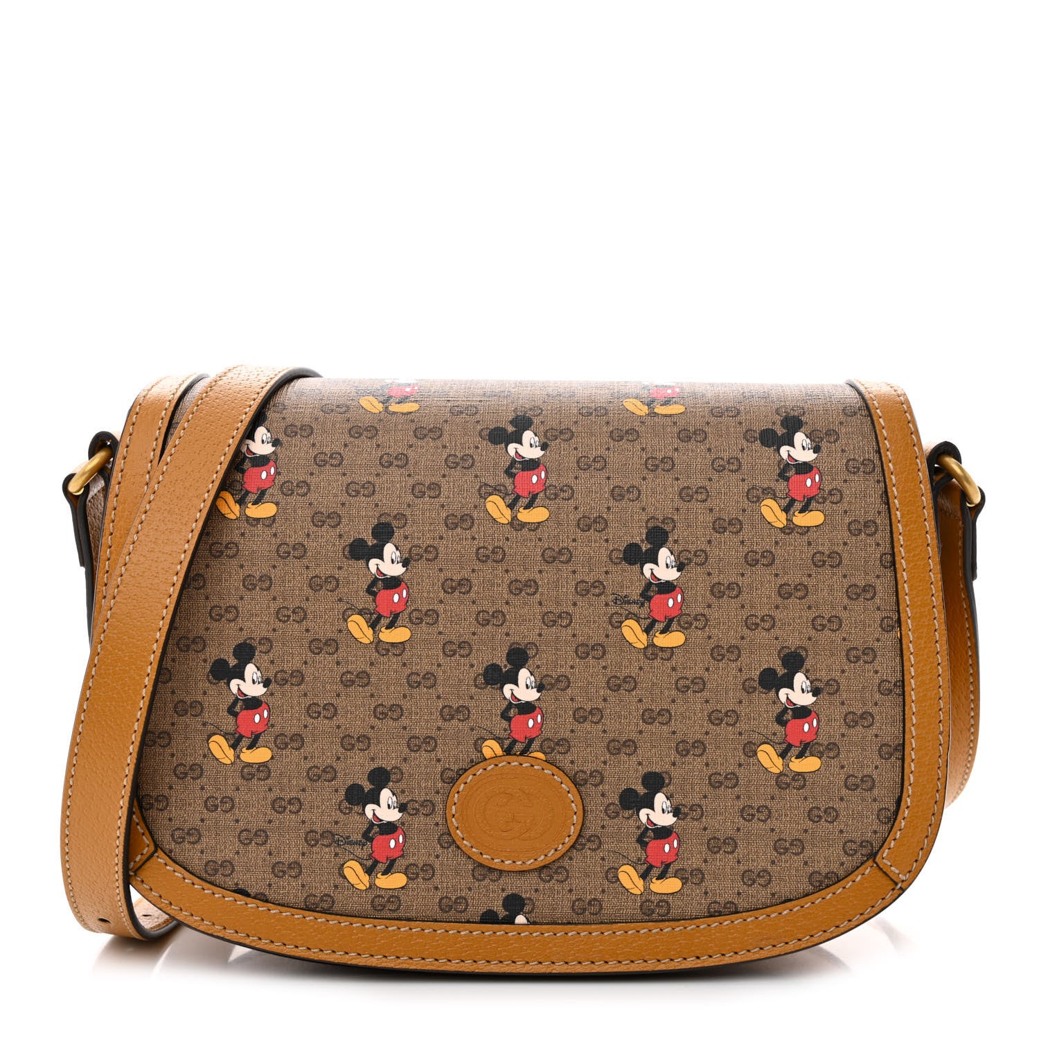 Gucci X DISNEY Mini Vintage GG Supreme Monogram Mickey Mouse Small Flap Messenger Bag Beige Vintage Sun Oil 1 of 11