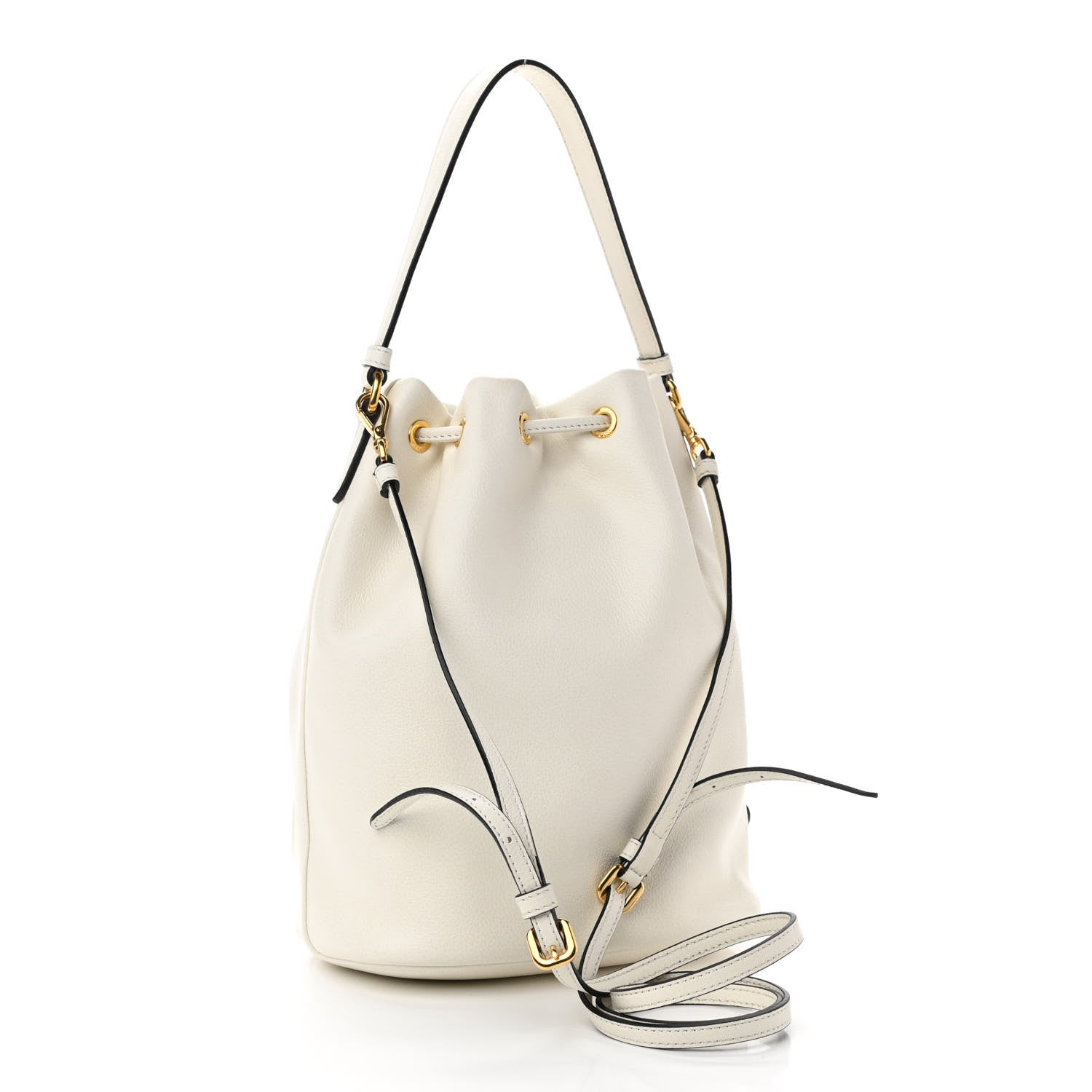 Prada Glace Calfskin Logo Mini Bucket Crossbody Bag White 3 of 11