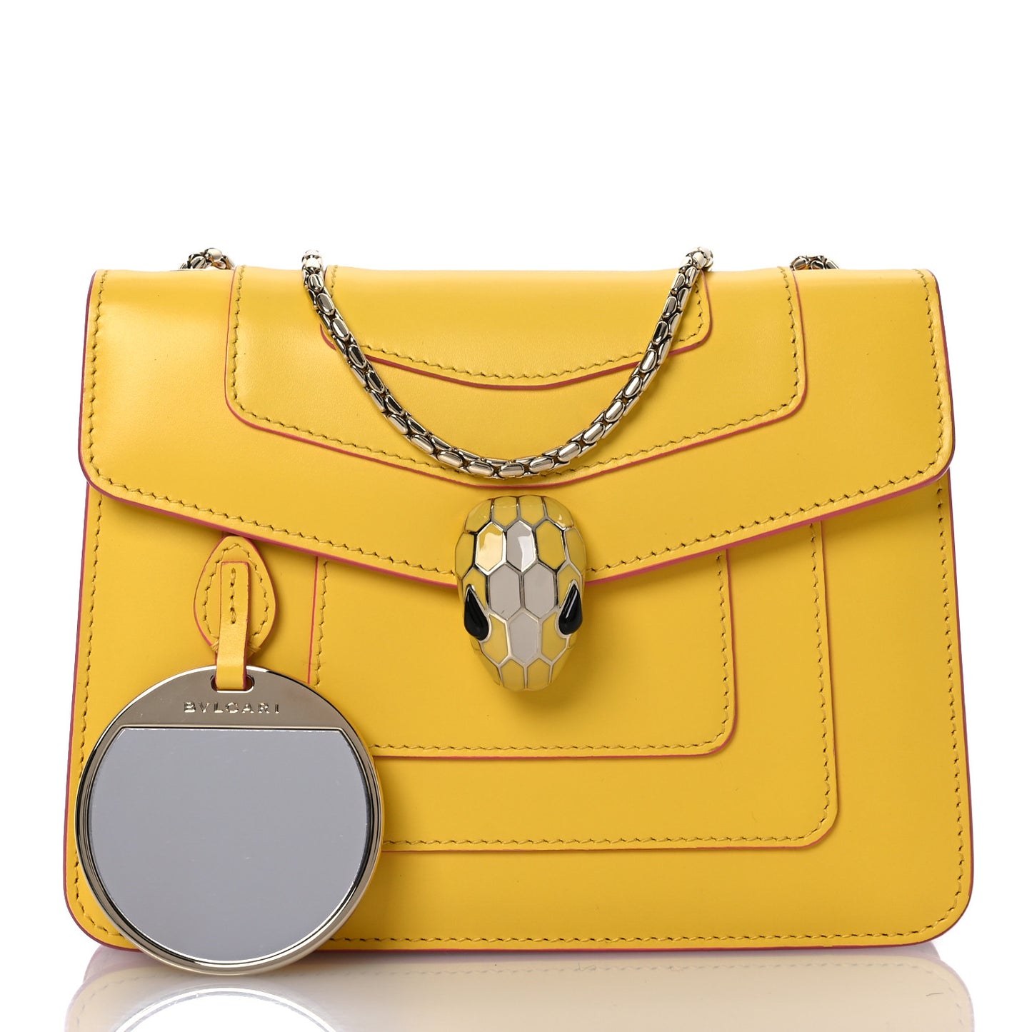 Calfskin Small Serpenti Forever Snake Strap Crossbody Bag Yellow Multicolor