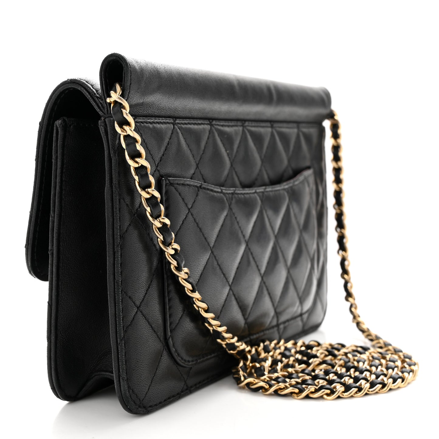 Lambskin Quilted Medium Crossing Times Flap Black