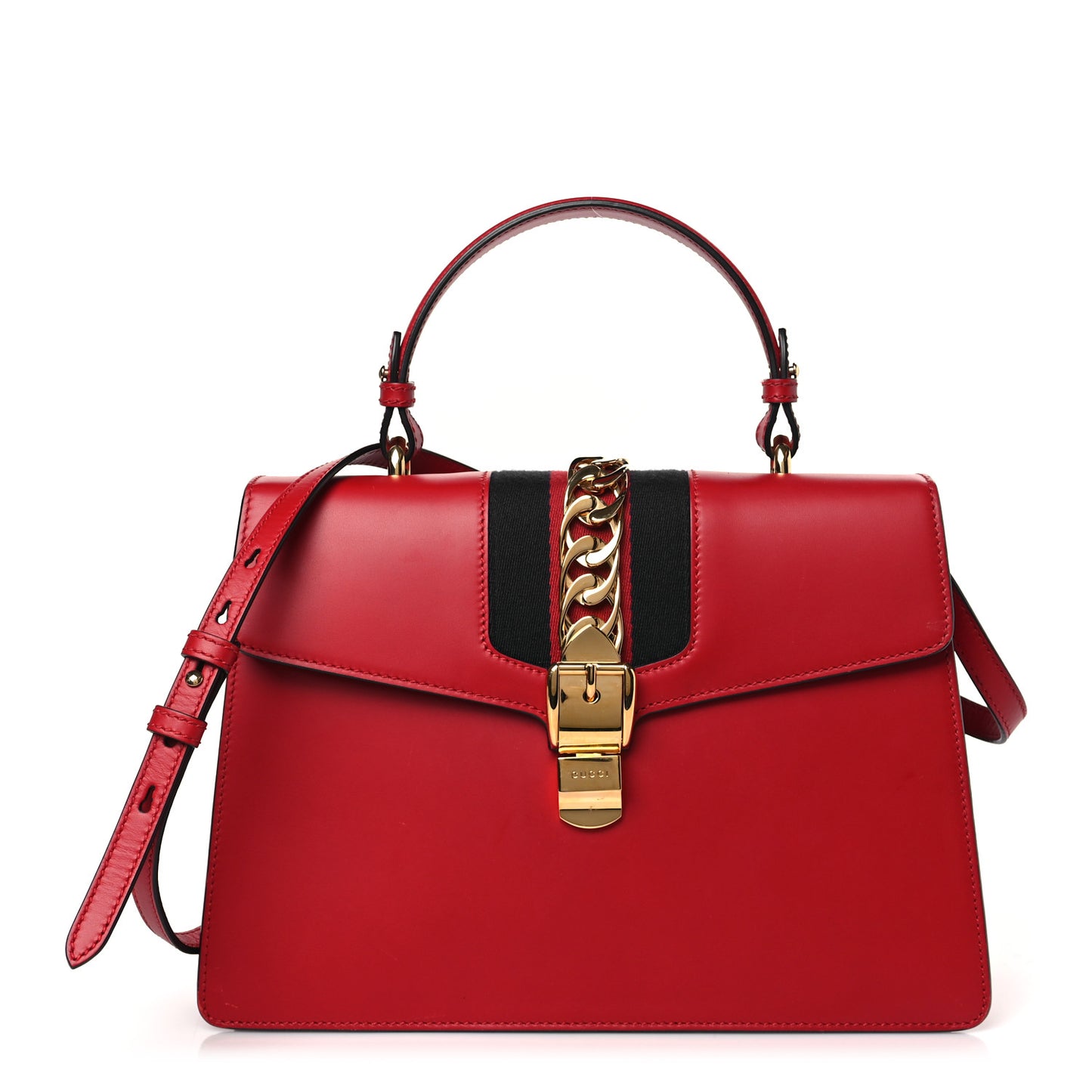 Calfskin Medium Sylvie Top Handle Bag Hibiscus Red
