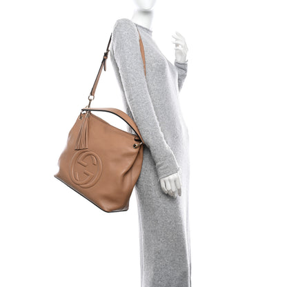 Gucci Pebbled Calfskin Large Soho Hobo Camelia 2 of 9