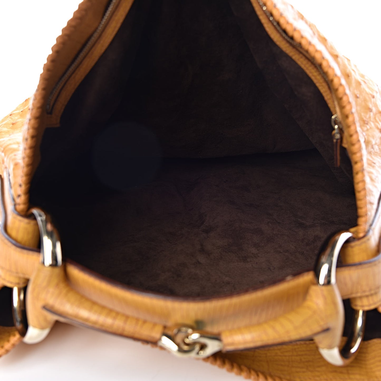 Ostrich Large Horsebit Chain Hobo Yellow