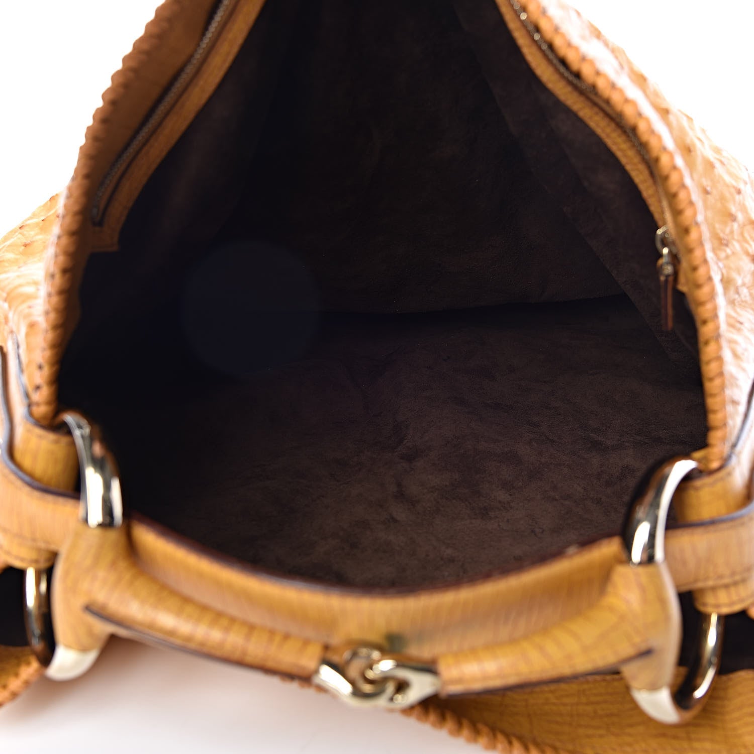 Gucci Ostrich Large Horsebit Chain Hobo Yellow 5 of 14