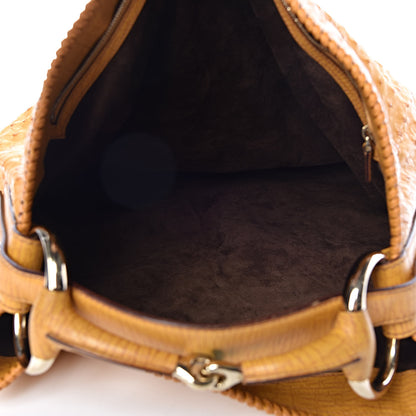 Gucci Ostrich Large Horsebit Chain Hobo Yellow 5 of 14