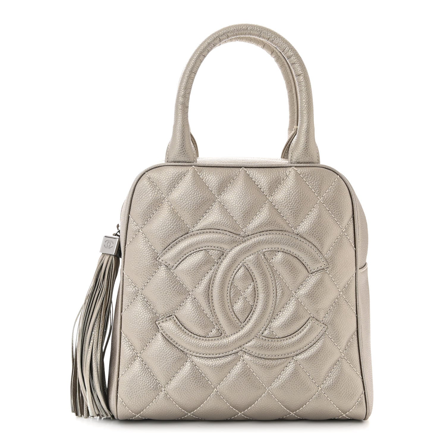 Chanel Metallic Caviar Quilted Vertical Bowler Light Gold 1 of 11