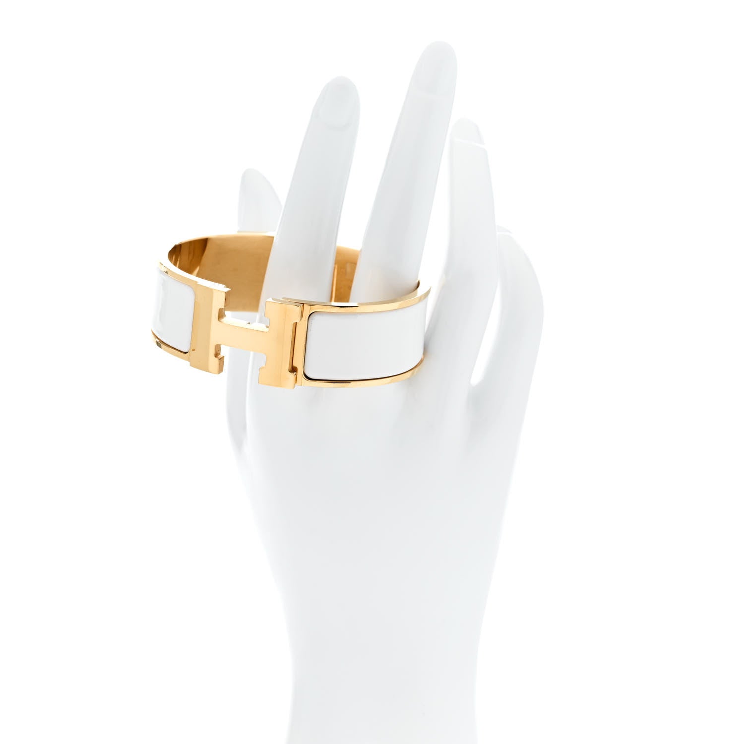 Hermes Enamel Wide Clic Clac H Bracelet GM White 2 of 5