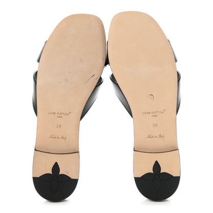 Louis Vuitton Calfskin LV Isola Flat Sandals 38 Black 6 of 9