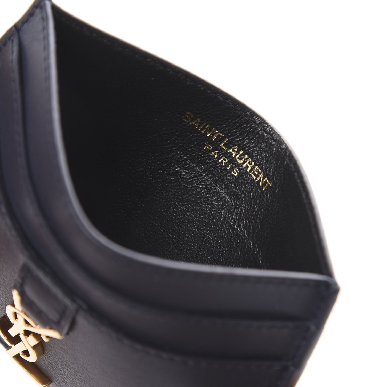 Saint Laurent Calfskin Monogram Credit Card Case Deep Marine 5 of 5