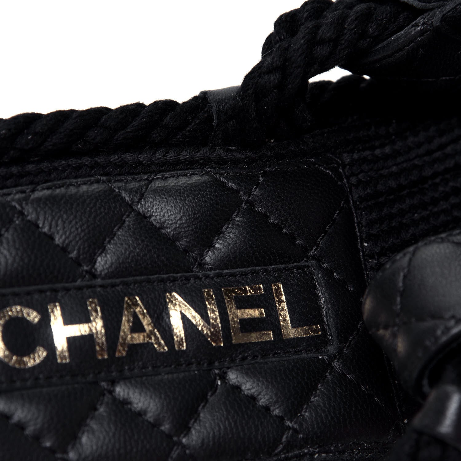 Chanel Cord Lambskin Quilted Logo Sandals 38 Black 9 of 10