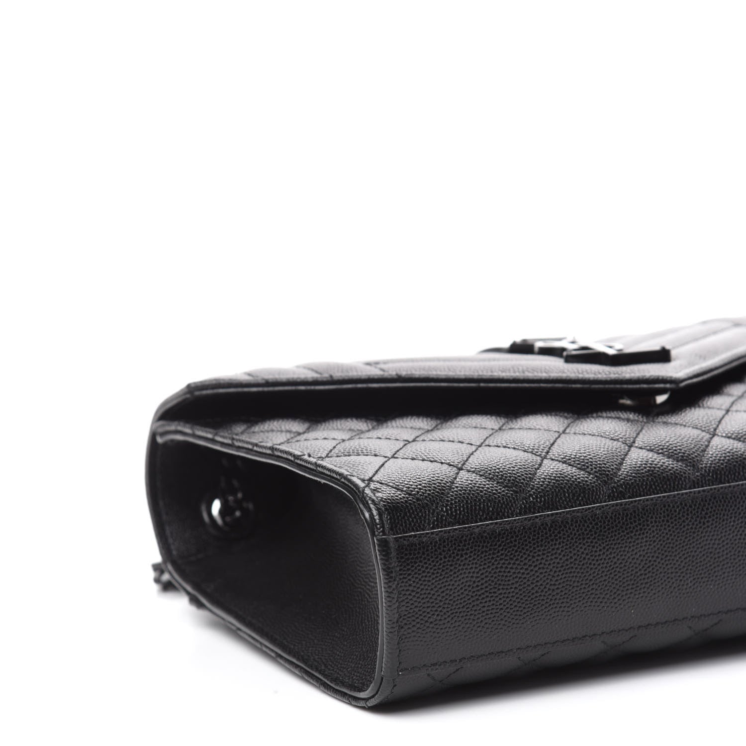 Saint Laurent Grain De Poudre Textured Mixed Matelasse Triquilt Medium Monogram Satchel Black 6 of 10
