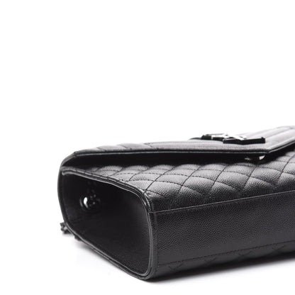 Saint Laurent Grain De Poudre Textured Mixed Matelasse Triquilt Medium Monogram Satchel Black 6 of 10
