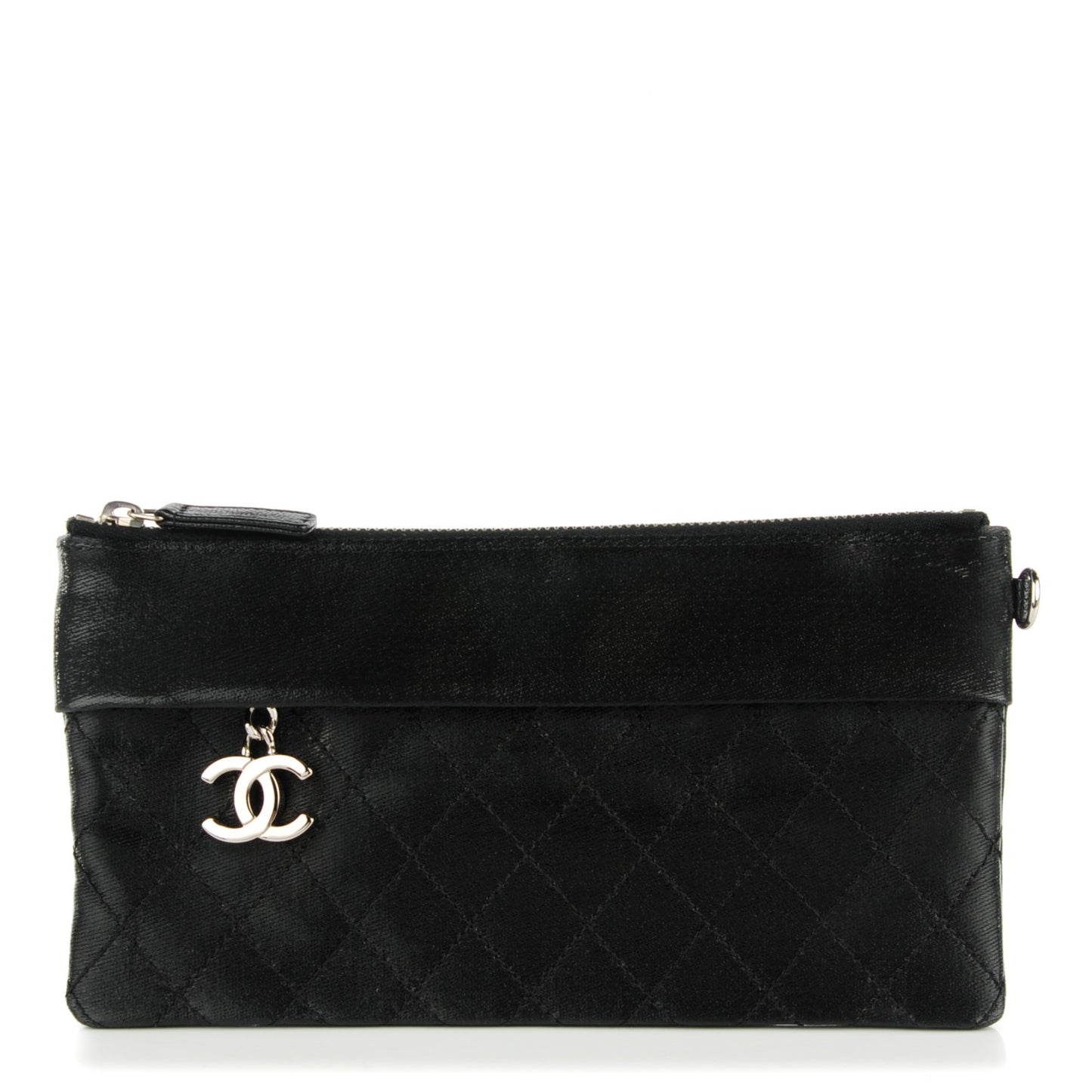 Coated Canvas Quilted Paris Biarritz Ligne Clutch Black