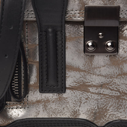3.1 Phillip Lim 3.1 Metallic Calfskin Shark Embossed Mini Pashli Satchel Black Gunmetal 10 of 10