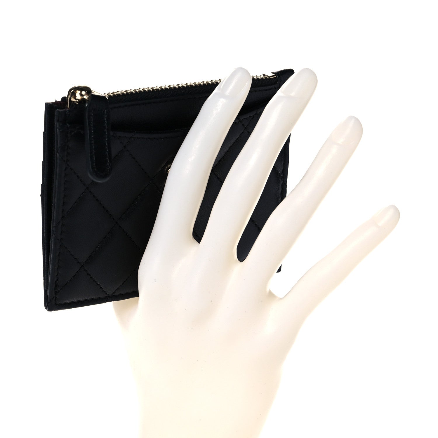 Chanel Lambskin Quilted CC Zip Card Holder Black 2 of 10