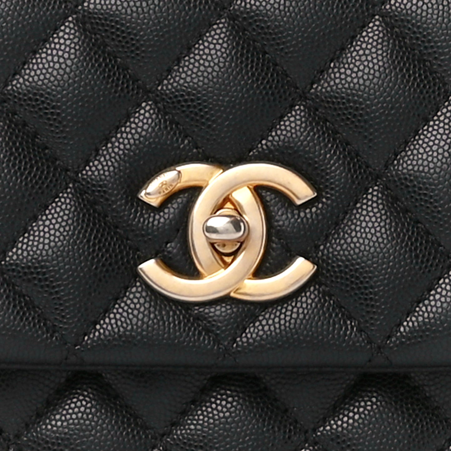Caviar Lizard Quilted Medium Coco Handle Flap Black