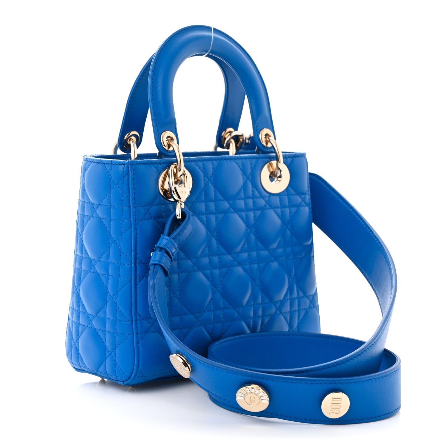 Christian Dior Lambskin Cannage Small Lucky Badges My Lady Dior Blue 3 of 11