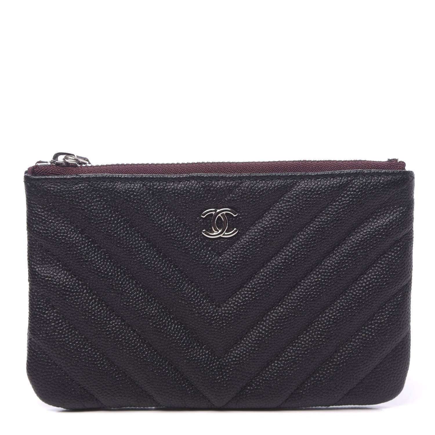 Chanel Caviar Chevron Quilted Small Cosmetic Case Black 1 of 8