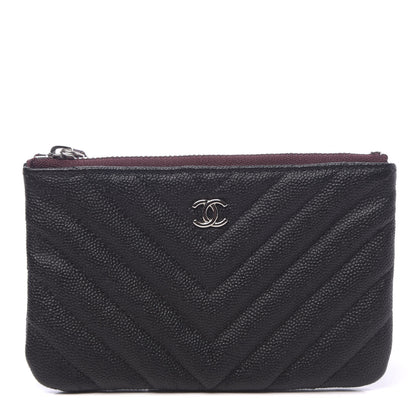 Chanel Caviar Chevron Quilted Small Cosmetic Case Black 1 of 8