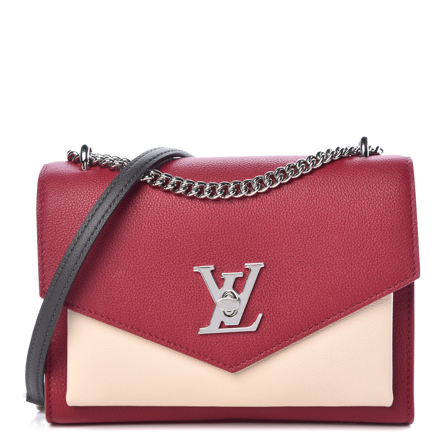 Louis Vuitton Soft Calfskin Mylockme Chain Bag BB Lie De Vin Etain Creme 1 of 9