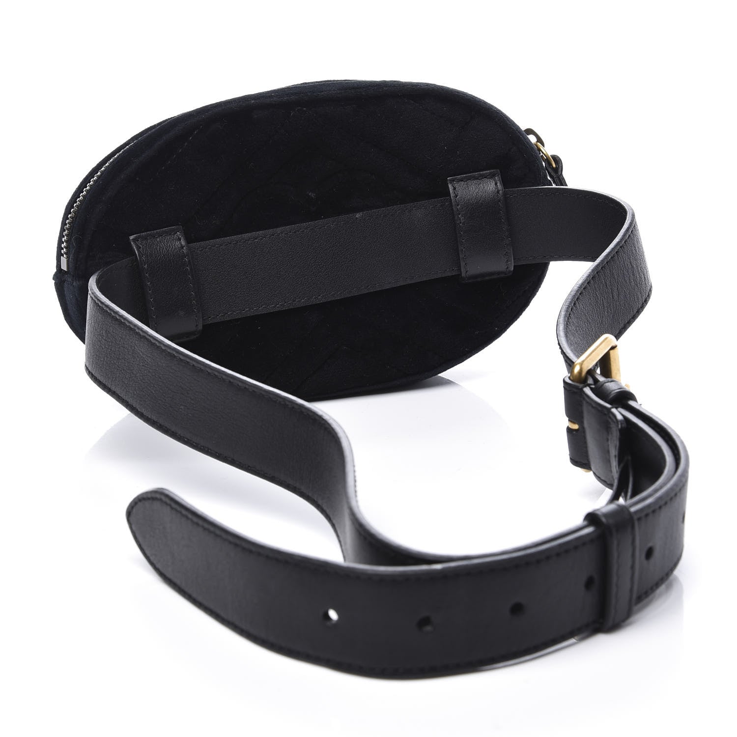 Gucci Velvet Matelasse Marquise Crystals GG Marmont Belt Bag 85 34 Black 2 of 14