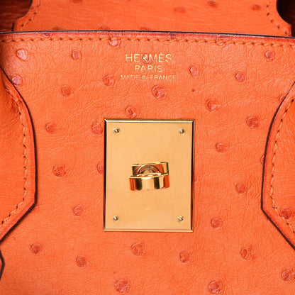 Hermes Ostrich Birkin 30 Orange 23 of 33