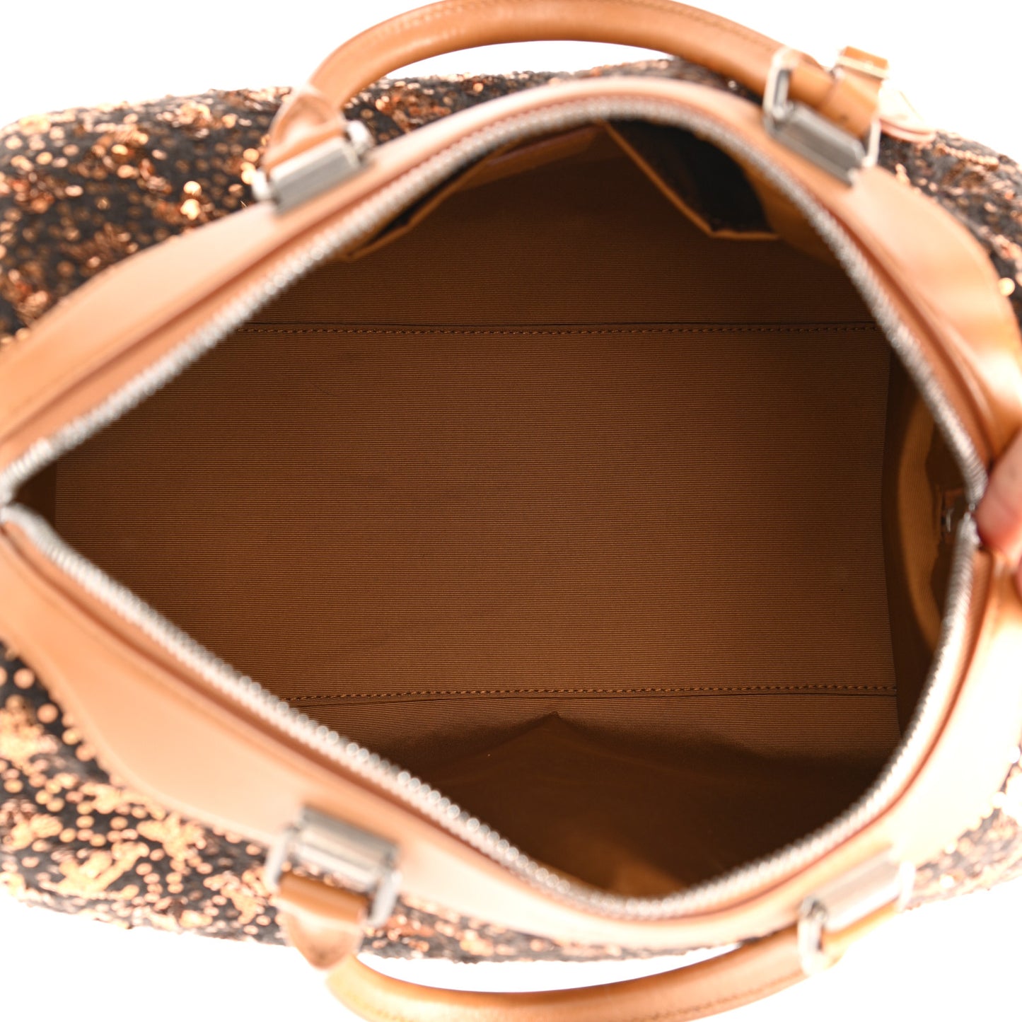 Sequin Monogram Sunshine Express Speedy Gold