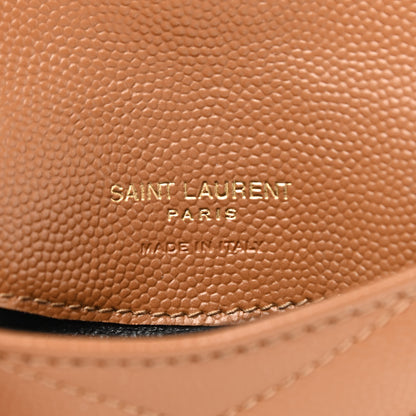 Saint Laurent Grain De Poudre Matelasse Chevron Monogram Compact Wallet Natural Dark 6 of 7