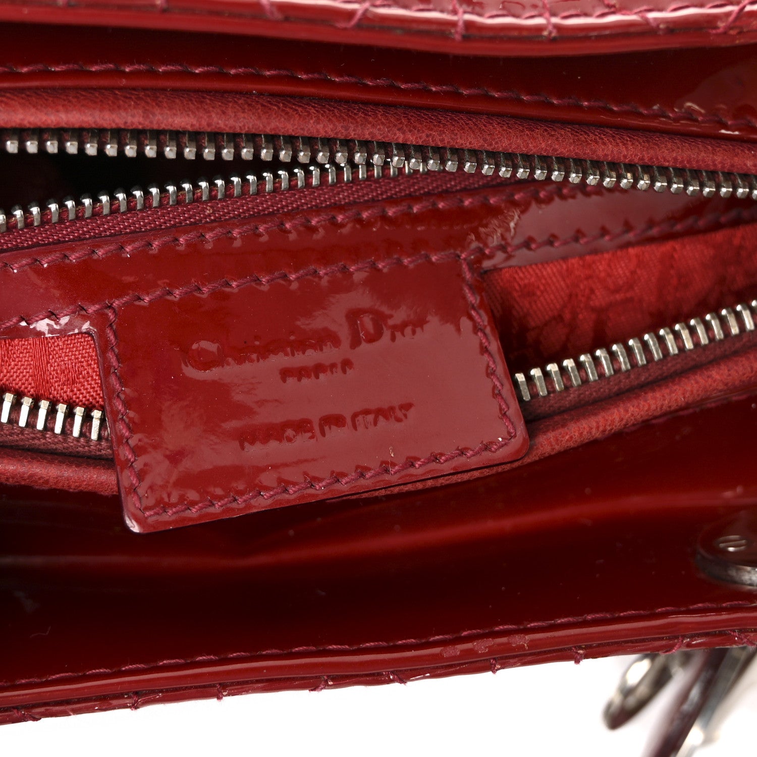 Christian Dior Patent Cannage Medium Lady Dior Red 6 of 10