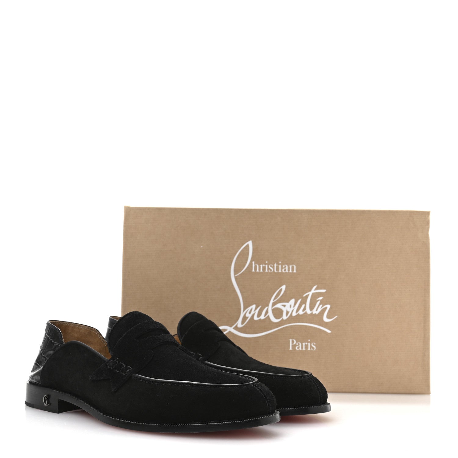 Christian Louboutin Crosta Alligator Embossed Mens Penny No Back Flat 42.5 Black 8 of 8