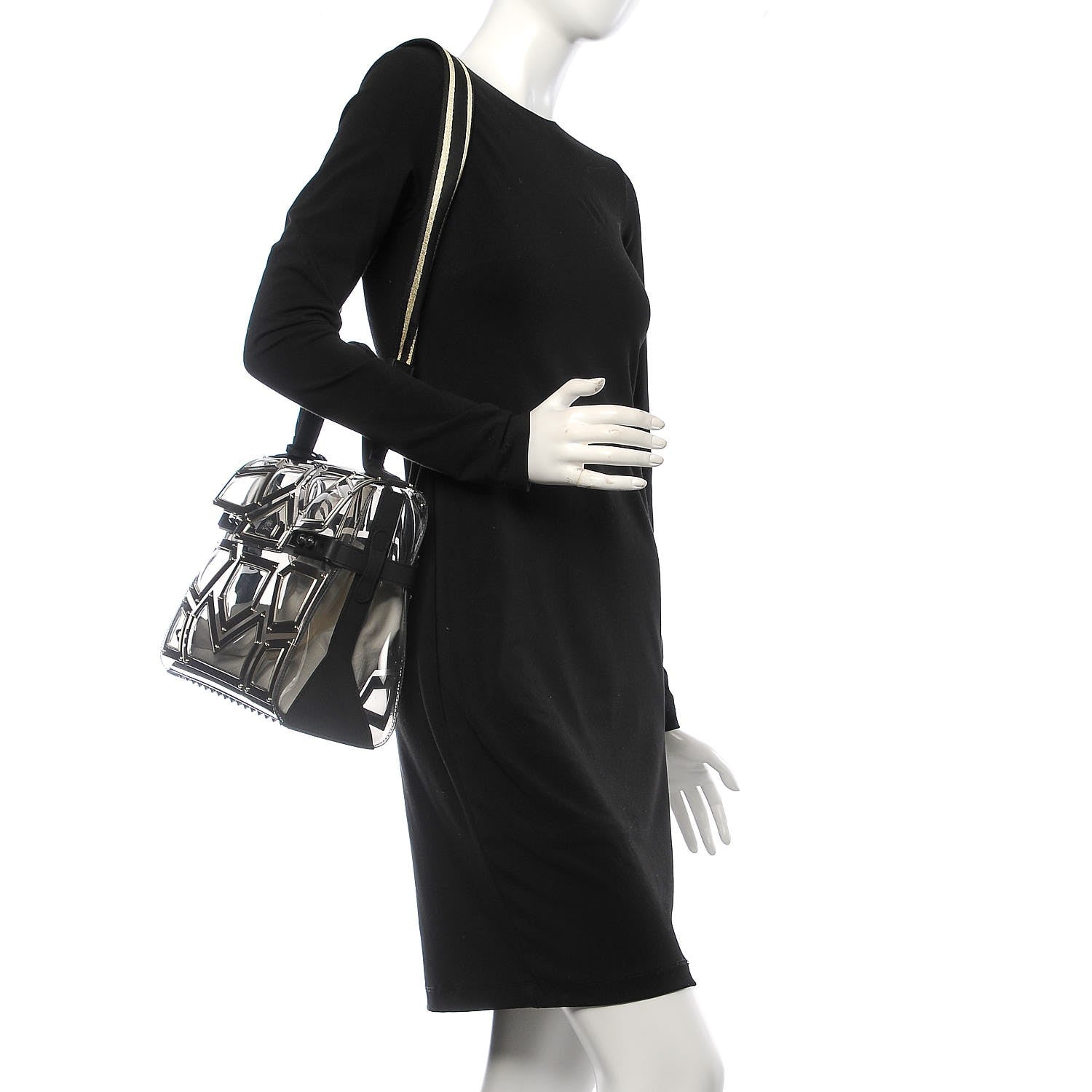 Delvaux Vinyl Gladiator Tempete Satchel Antique Silver Gold 2 of 6