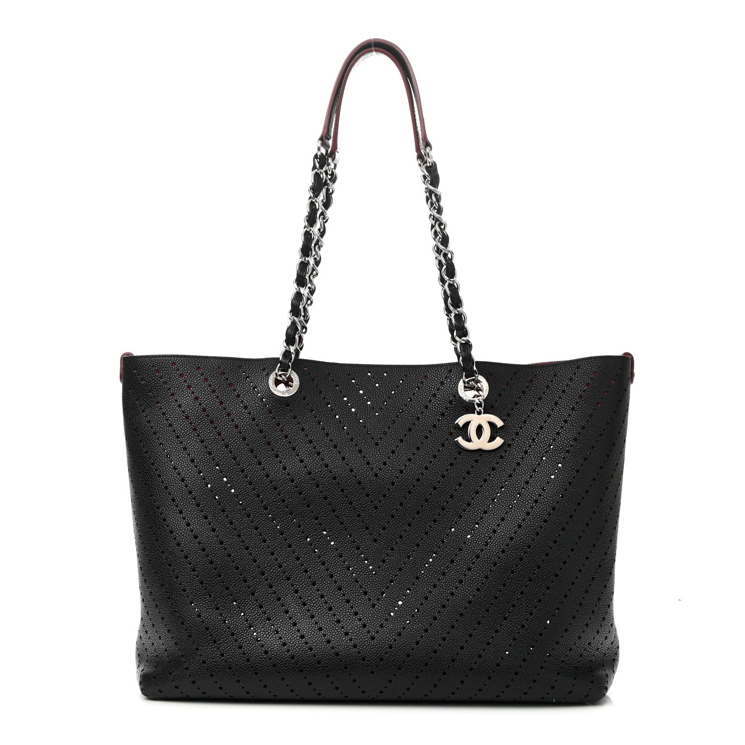 Chanel Perforated Grained Calfskin Large Shopping Tote Black 1 of 9