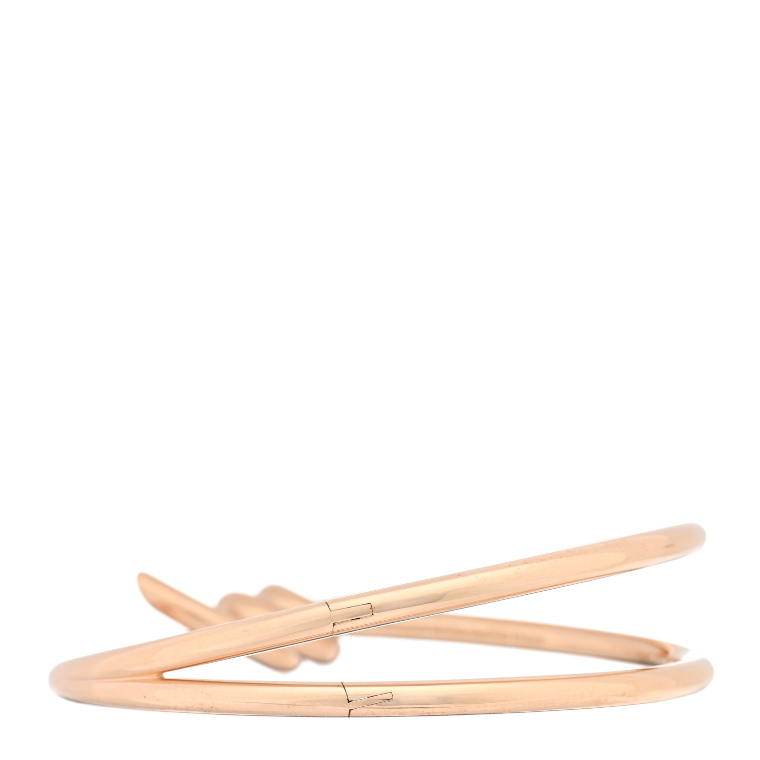 Tiffany 18K Rose Gold Double Row Knot Hinged Bangle Bracelet 2 of 4