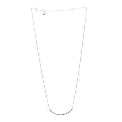 Tiffany 18K White Gold Small T Smile Pendant Necklace 3 of 5