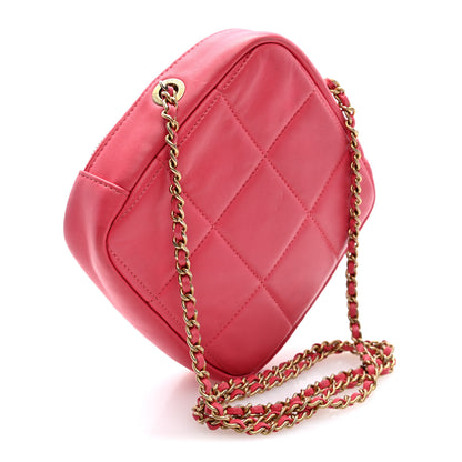 Chanel Lambskin Quilted Diamond Clutch With Chain Pink 2 of 9