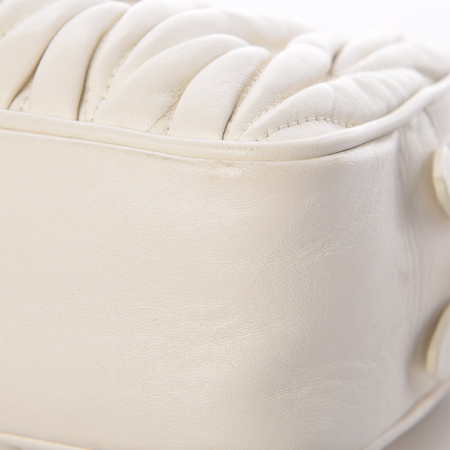 Nappa Matelasse Double Zip Chain Shoulder Bag White