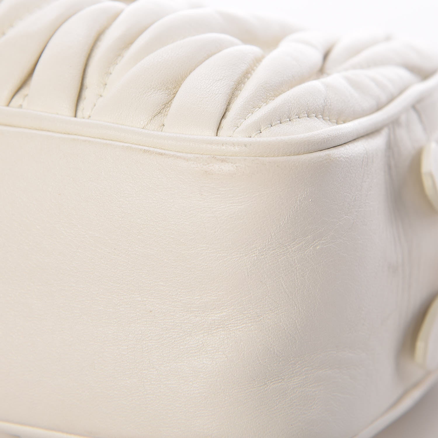 Miu Miu Nappa Matelasse Double Zip Chain Shoulder Bag White 12 of 15